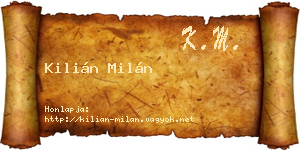 Kilián Milán névjegykártya